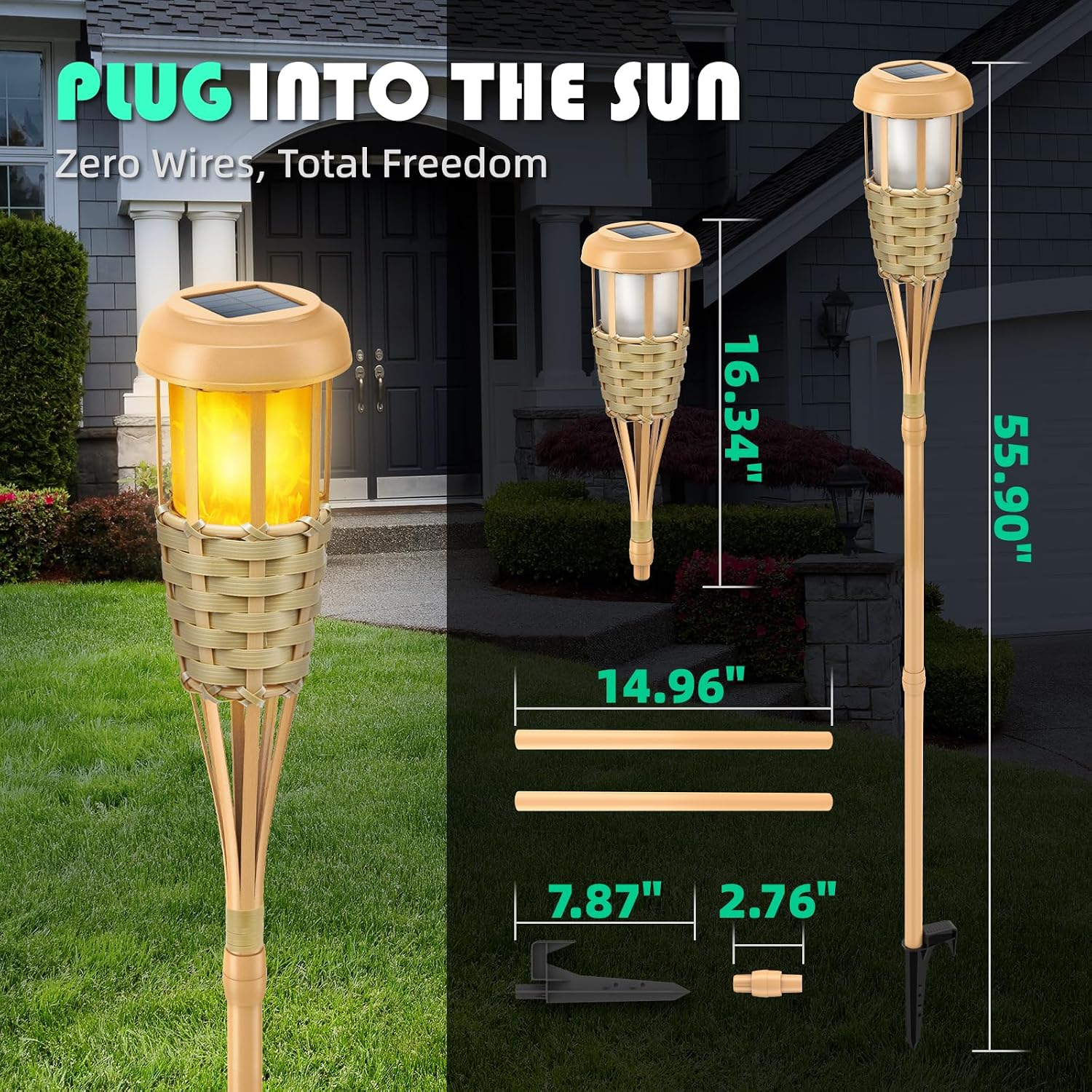 Solar Outdoor Lights, Solar Torch Lights Outdoor Flickering Flame, Outdoor Decorations for Patio Path Yard - 6 Pack