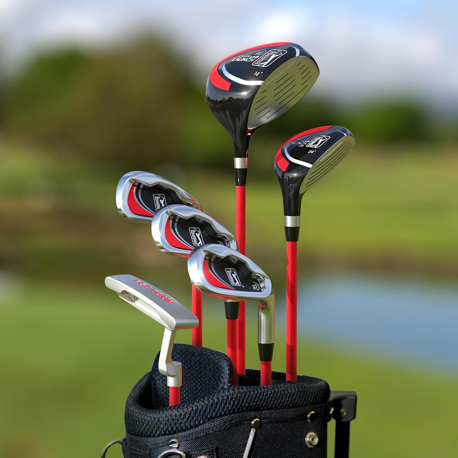 PGA Tour Youth Golf Club Set – Ages 3-5 (3'6'-4'1') and 5-8 (4'1' - 4'8') Right and Left Handed Beginner Junior Golf Clubs with Lightweight Golf Bag, Mallet Putter, Driver by Golfgen