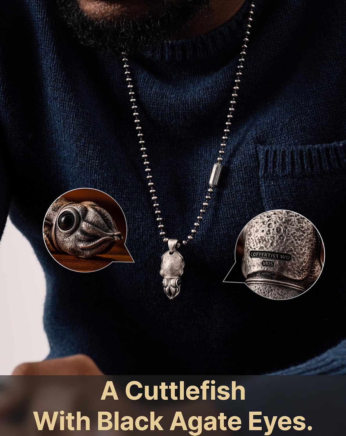 COPPERTIST.WU Cuttlefish Box Opener Pendant Necklace Cute Box Cutter Dangle Charm Squid Jewelry Gift for Men Women (Chain not included)