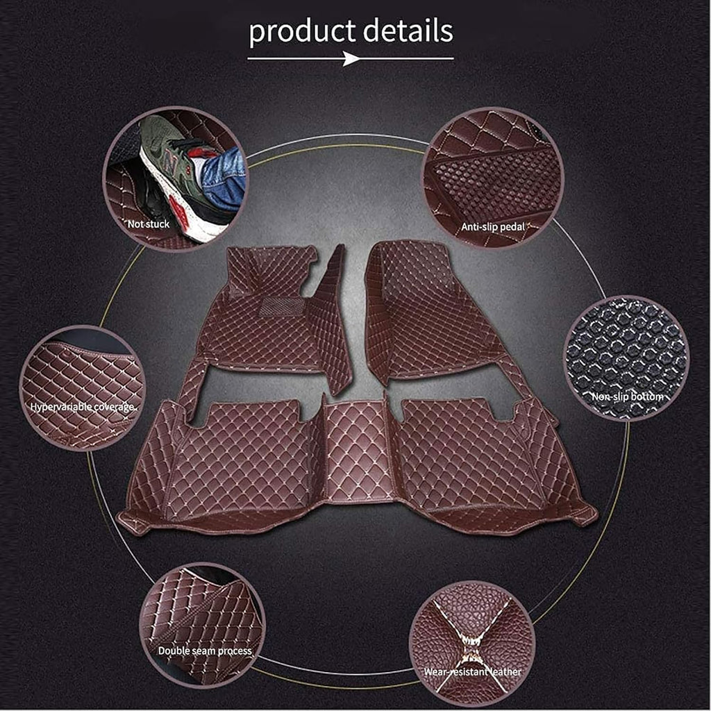 Custom Car Leather Floor Mats for Mazda CX-8 2019-2023, Waterproof Non Slip Full Coverage Floor Liners All Weather Protection Floor Mats Carpet Pads Interior Accessories,H/Beige