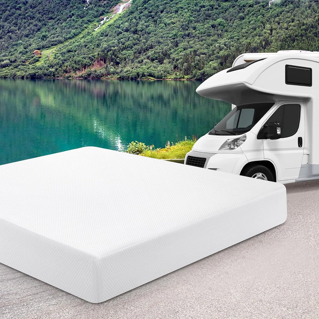 Short King RV Mattress Memory Foam-Mattress 10 Inch, Updated Cooling Green Tea/Gel Mattresses for Camper/Truck/Trailer, Medium Firm-Mattress with Fiberglass-Free Cover, CertiPUR-US,in USA, 75'' x 72''