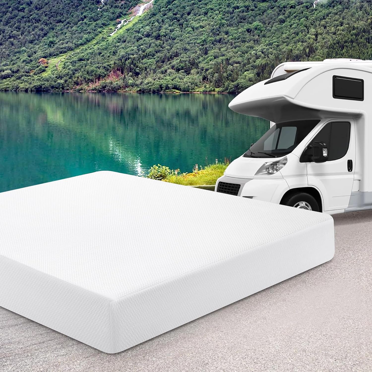 Short King RV Mattress Memory Foam-Mattress 10 Inch, Updated Cooling Green Tea/Gel Mattresses for Camper/Truck/Trailer, Medium Firm-Mattress with Fiberglass-Free Cover, CertiPUR-US,in USA, 75'' x 72''