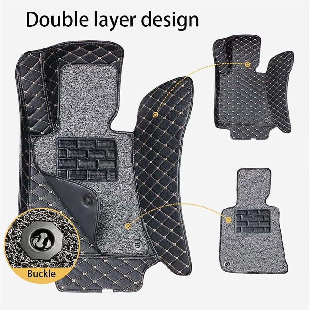 Custom Leather Car Floor Mats for Lincoln Aviator(6seats with armrest) 2020-2023, Double Layer Full Coverage Luxury Floor Liners Carpet Waterproof Non Slip Protection Pads Interior Accessories