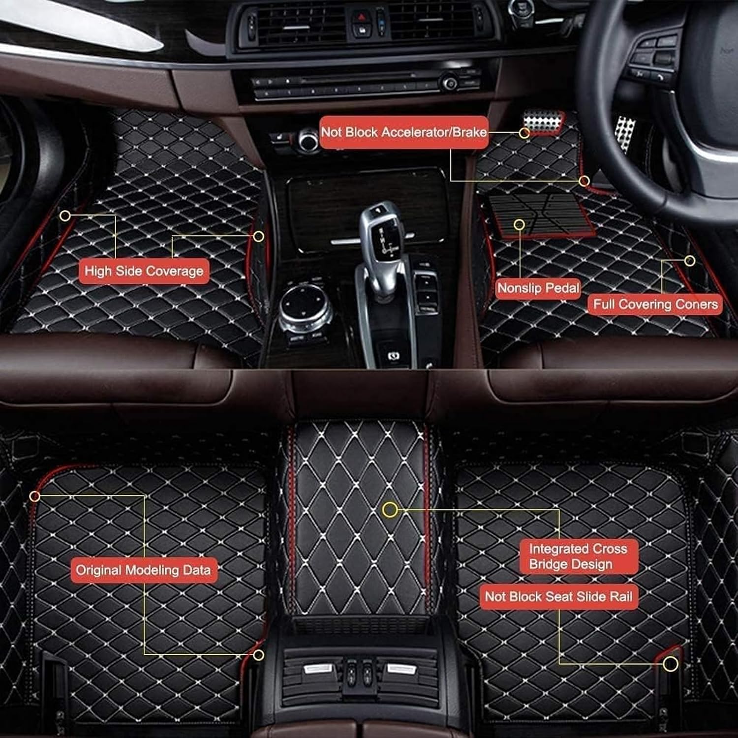 Custom Car Leather Floor Mats for KIA K5 2016-2019, Waterproof Non Slip Full Coverage Floor Liners All Weather Protection Floor Mats Carpet Pads Interior Accessories,H/Beige