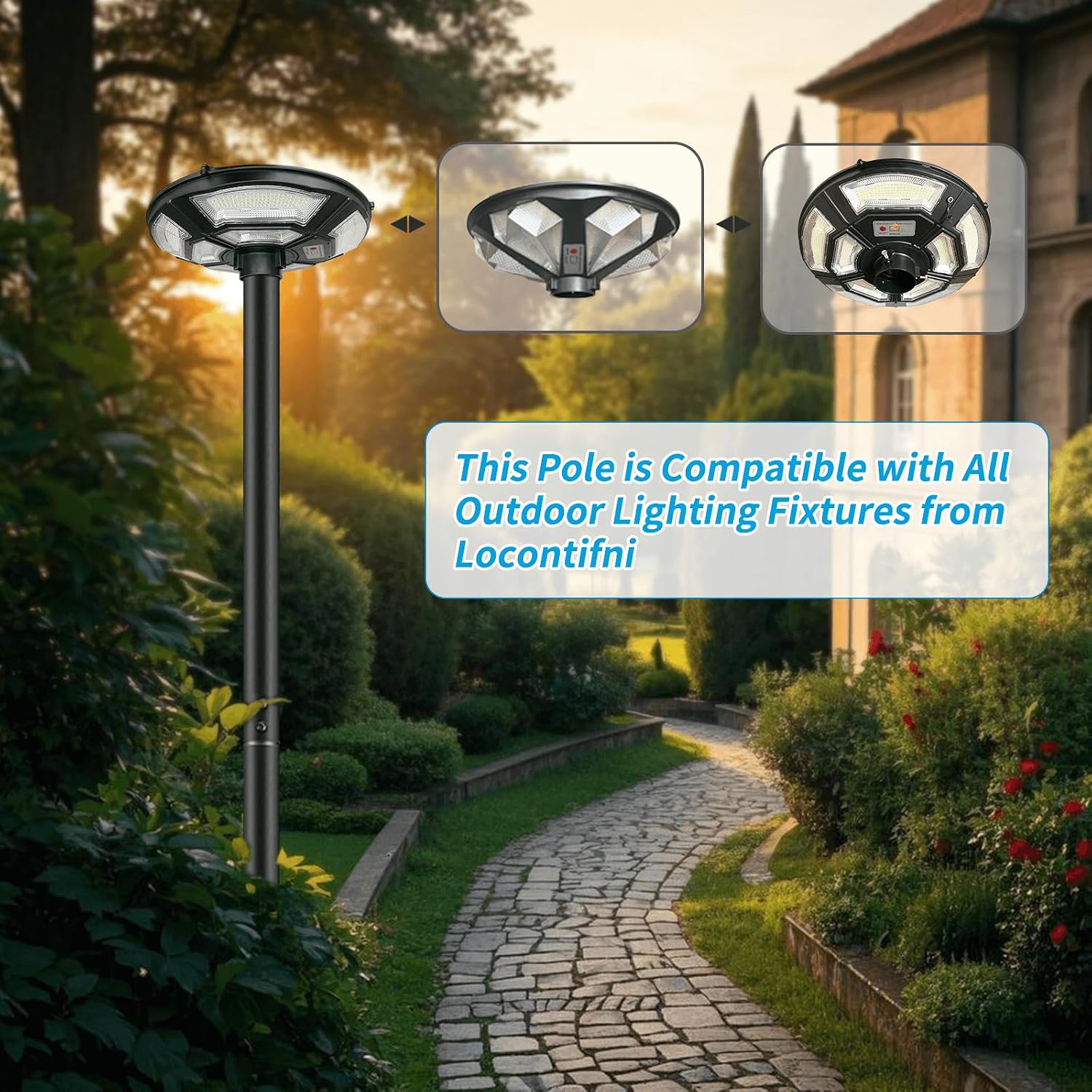 10' Outdoor Street Light Pole, Galvanized Steel, Waterproof, Street Light Accessory, Suitable for Solar Post Lamp on Garden, Patio, Yard, Pathway, Parking Lot