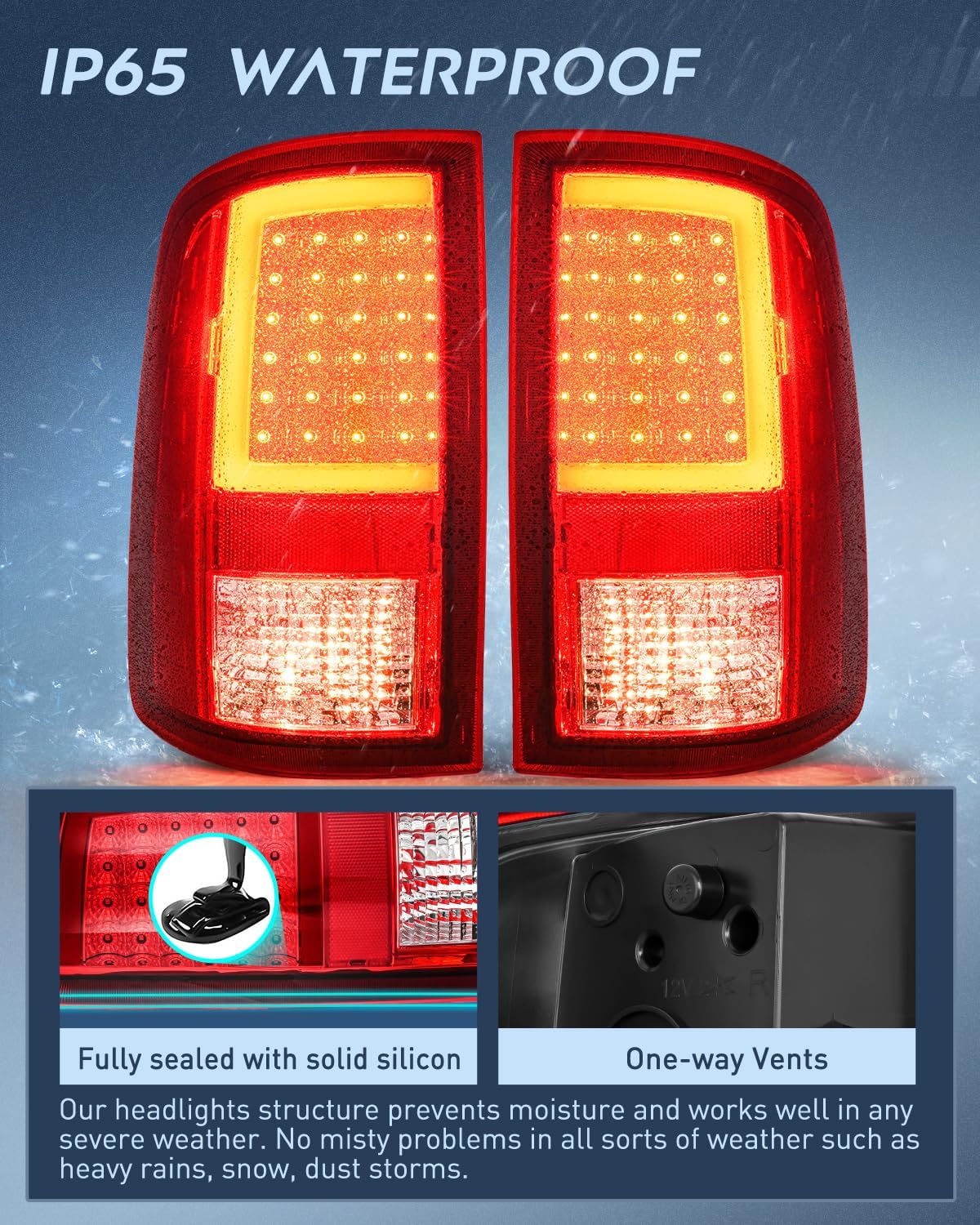 Nilight Taillight Assembly Compatible with 2009 2010 2011 2012 2013 2014 2015 2016 2017 2018 Dodge Ram 1500 2010-2018 Ram 2500 3500 Incandescent Type Upgrade LED Tube Tail Lights Rear Brake Lamps