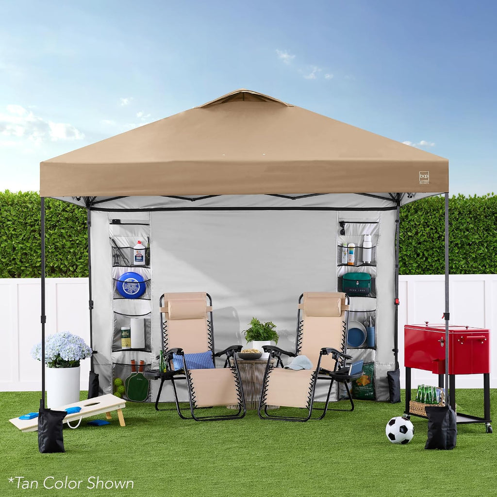 Best Choice Products 10x10ft Pop Up Canopy Tent with Sidewall, 1 Person 1 Minute Set Up, Carry Case, 4 Weight Bags - Black