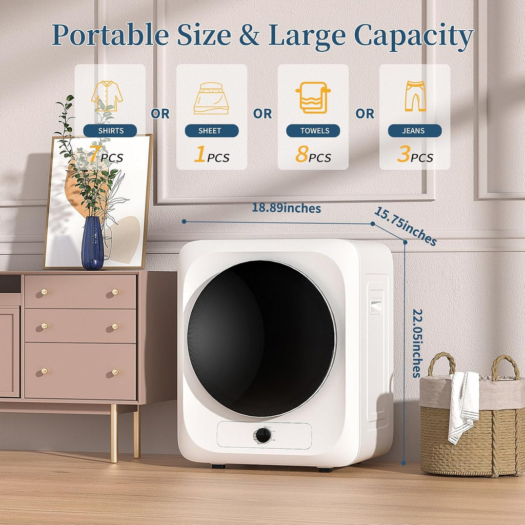 Zynkez 18Lbs Washer and 10Lbs Dryer Combo, Full Automatic Portable Laundry Set with 7 Wash Programs, 5 Dry Modes, Stainless Steel Tub, Compact for Apartments, Dorms, RVs
