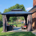 Domi 10' x 10' Hardtop Gazebo Outdoor Metal Gazebo with Galvanized Steel Double Roof Canopy, Curtains and Netting for Patio, Backyard, Deck, Lawn, Grey