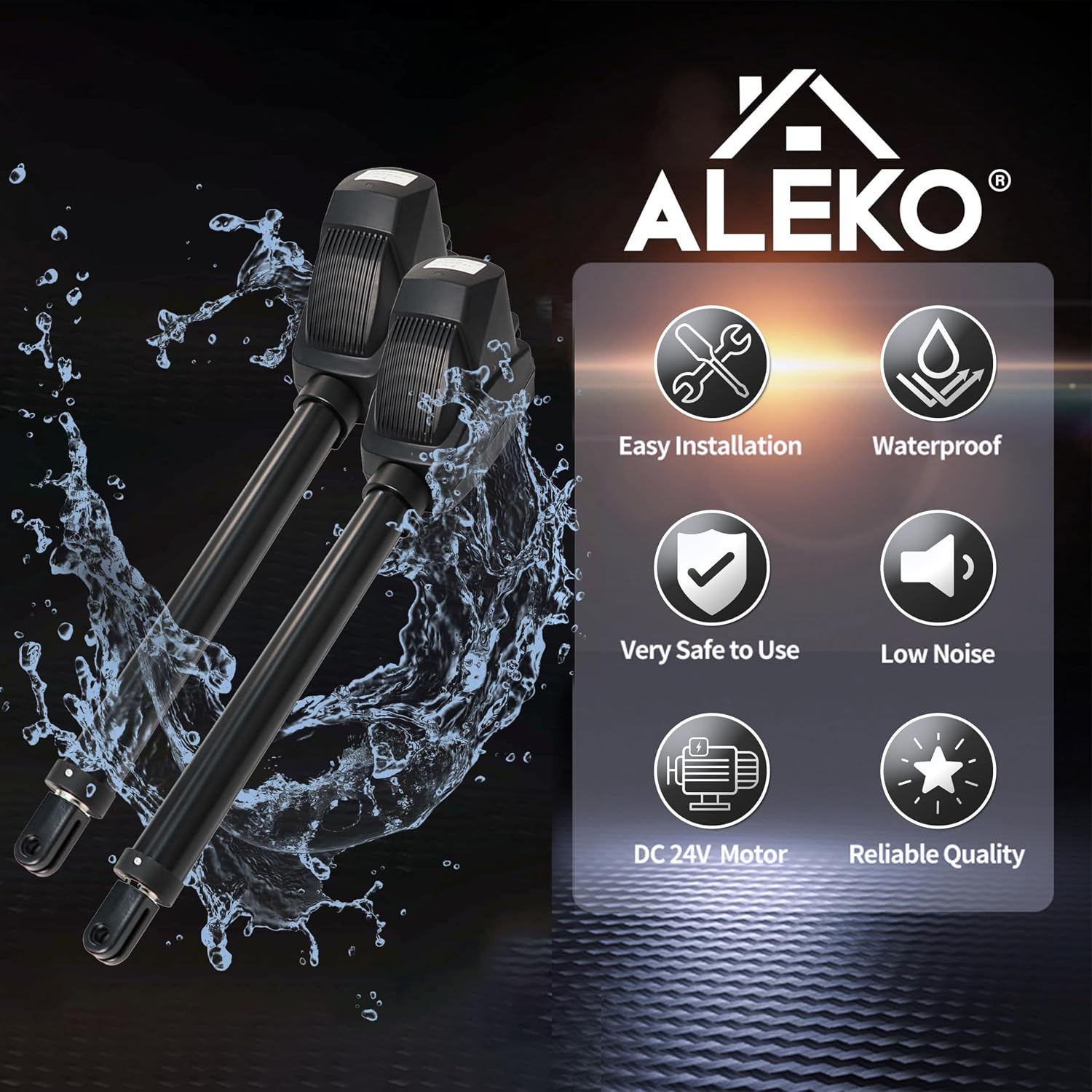 ALEKO Dual Swing Gate Opener | Automatic Driveway AC/DC Operator for Gates | AS1200 | (1200, Solar 60W Accessory Kit)