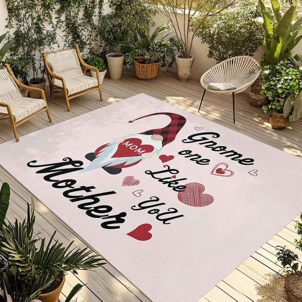 Outdoor Rug 4x6ft Happy Mother's Day Love Hearts with Dwarf Patio Area Rugs Waterproof Easy Cleaning Non Shedding Thick Mats Pink Carpet for Indoor Outdoor Porch Deck Backyard Balcony