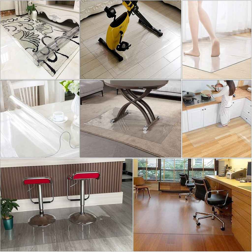 Clear Area Rug for Hardwood Floors, Front Door Carpet Non-Slip, Entryway Indoor Protection Mat, Desktop Waterproof Cover Furniture Pad 1.5mm Thick, Dining Room Bathroom (Color : Clear, Size : 4x4ft(