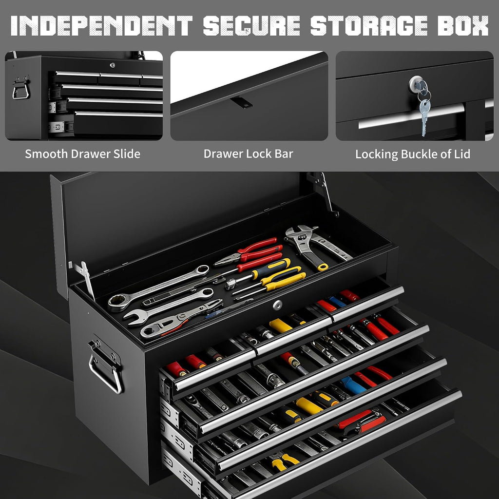 Metal Tool Chest, 8 Drawer Rolling Tool Chest with Wheels, Assembled Tool Storage Cabinet with Locking, Sliding Drawers & Detachable Top Tool Box, for Repair Room Warehouse Garage Workshop