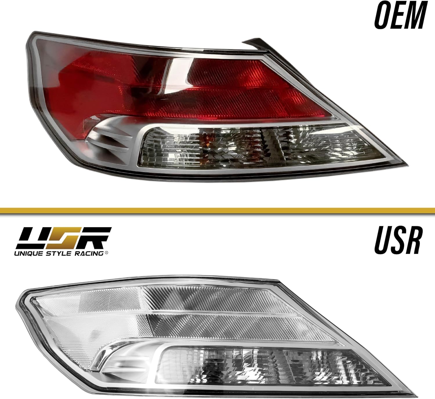 USR 09-14 TL Tail Light – CLEAR Tail Lamps w/ x6 LED Bulb Upgrade (Left + Right) Pair - Compatible with 2009-2014 Acura TL UA8/UA9 All Models like Base & SH-AWD (ALL CLEAR TAIL LIGHTS w/ x6 LED BULBS)