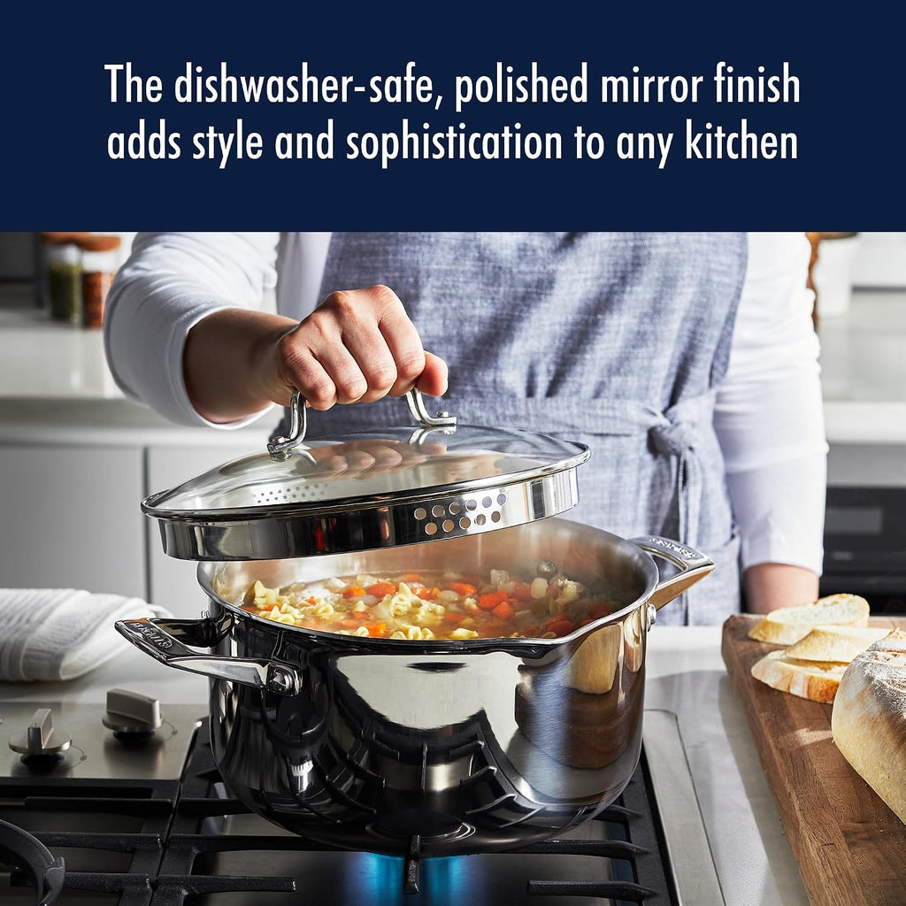HENCKELS Clad H3 10-pc Induction Pot and Pan Set, Stainless Steel, Durable and Easy to clean