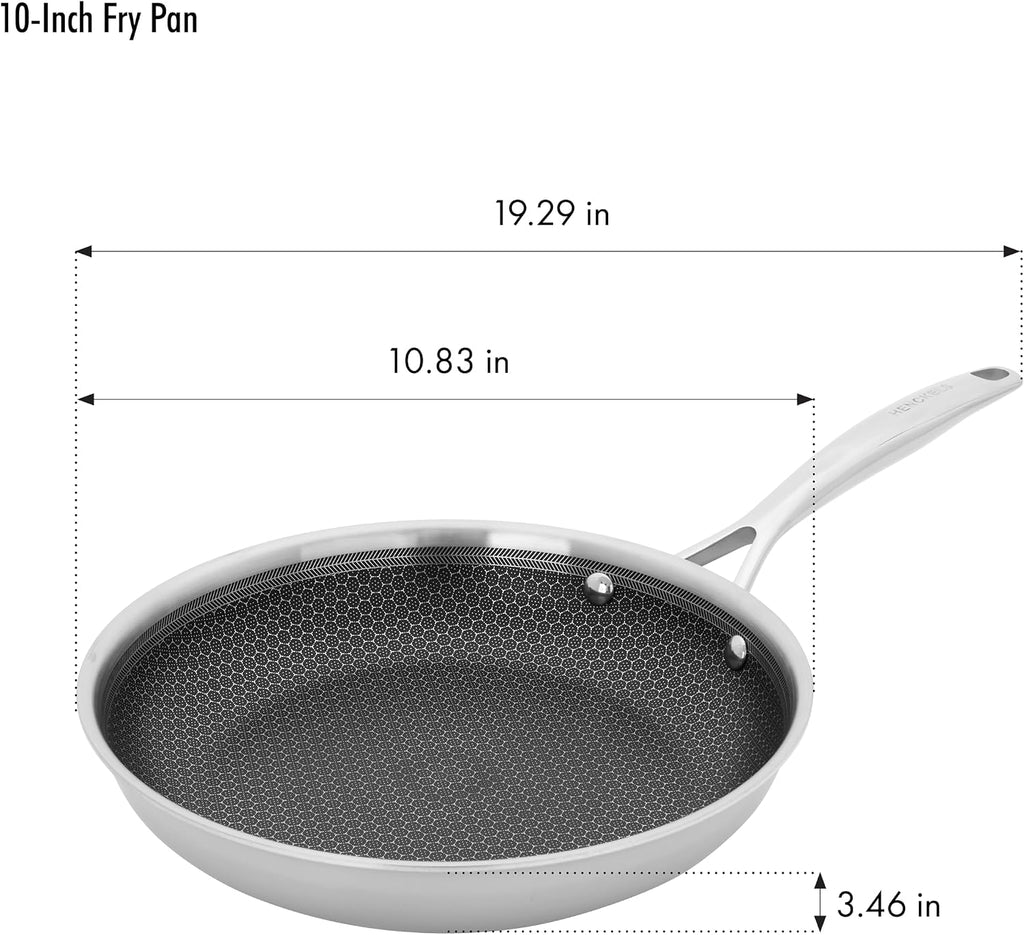 HENCKELS Paradigm 5-pc Cookware Set, Nonstick Frying Pan and Silicone Utensil Set, 3-Ply Stainless Steel Skillets for Induction Cooktop, Gas & Electric Stovetops – Dishwasher Safe & Oven Safe