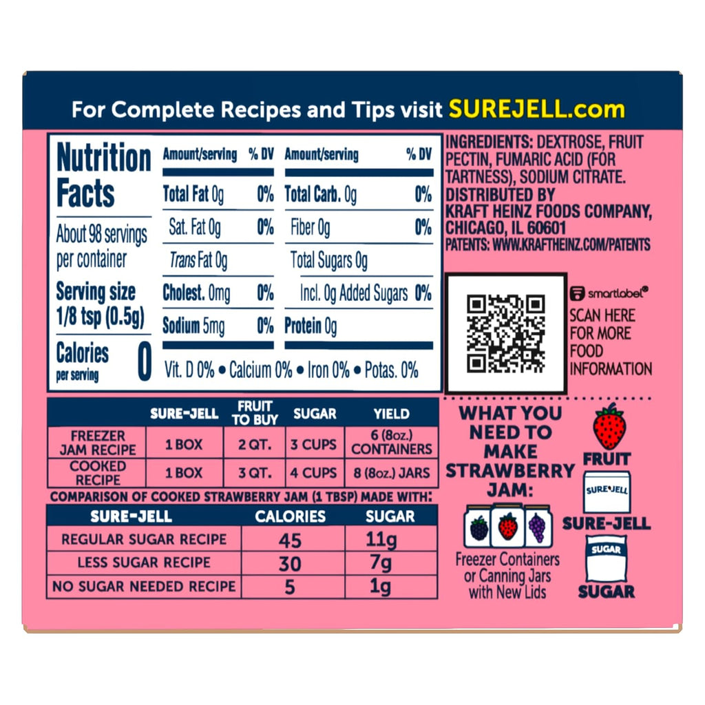 Sure-Jell Premium Fruit Pectin for Less or No Sugar Needed Recipes, 1.75 oz Box (Pack of 24)