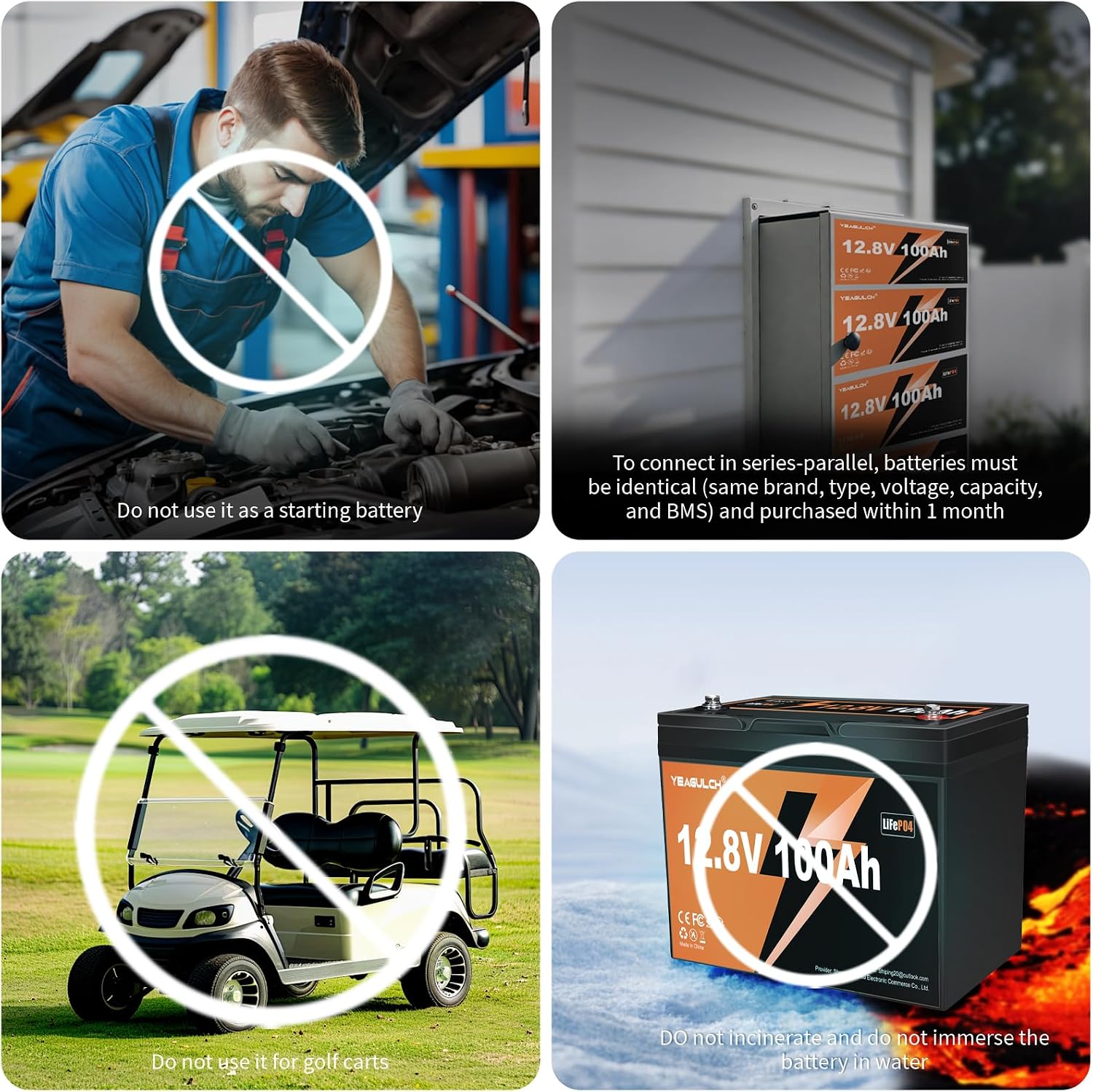 2 Pack 12V 100Ah LiFePO4 Lithium Battery Buit in 100A BMS 1.28kWh Up to 6000 Deep Cycle Rechargeable Lithium Iron Phosphate Battery Perfect for RV Trolling Motor Fish finder Marine