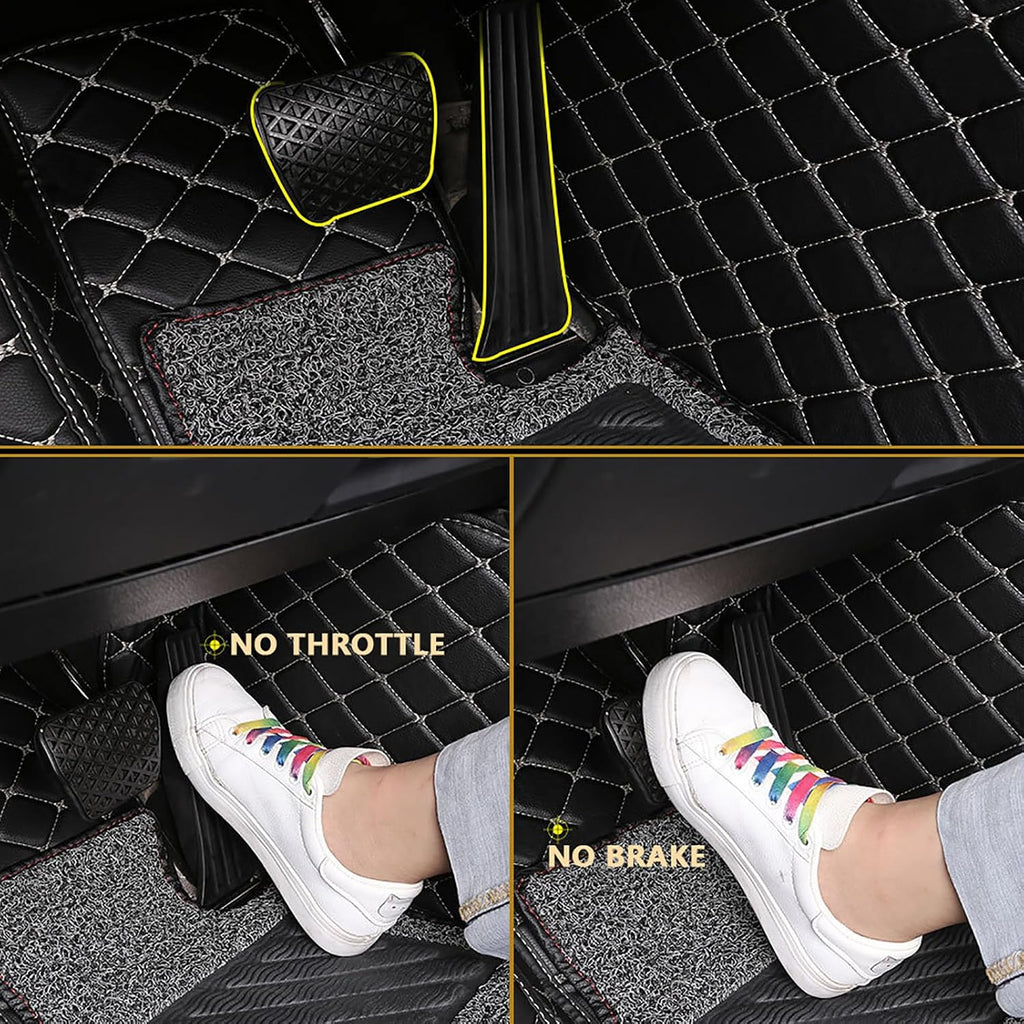 Custom All-Weather Protection Car Floor Mats for Alfa Romeo 147 2000-2011, Artificial Leather Front Rear Floor Liners Full Coverage Anti-Slip Carpet Pads Styling Accessories,A/Beige-Gray