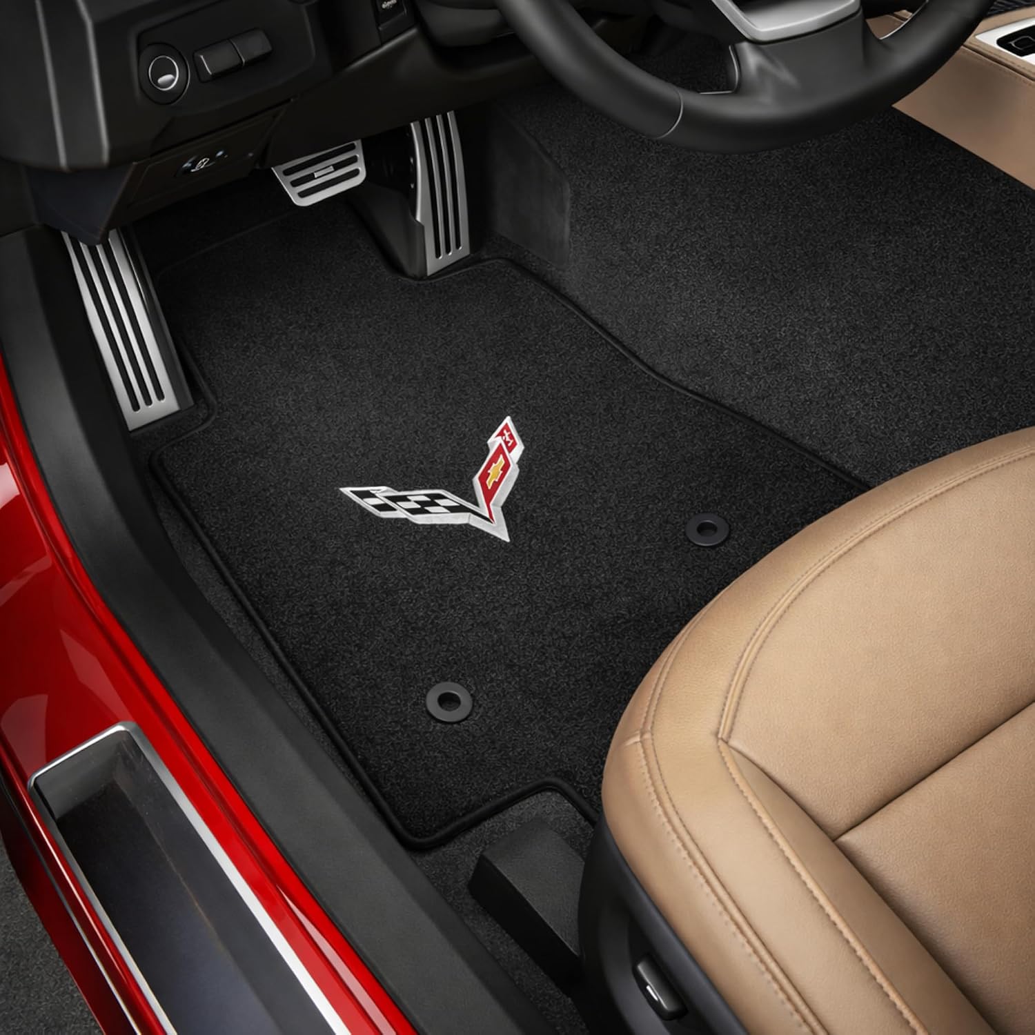 Lloyd Mats Floor Mats for Chevrolet C7 Corvette 2014-2019 | 2PC Front Mats | Charcoal | Non-Slip Backing