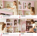 knoworld Play Kitchen for Kids, Wooden Toy Kitchen Set with Smart Storage & Accessories, Toddler Kitchen Playset with Stove & Oven, Pretend Play Set, Gift for Ages 3-8, Pink