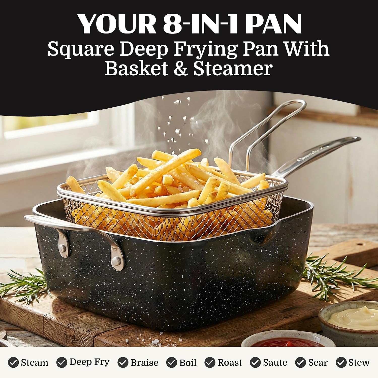 Granitestone Ceraluxe 20 Pc Ceramic Cookware Set Nonstick, Complete Pots and Pans Set Non Stick with 5 Pc Bakeware Set, Deep Frying Pan Set, & Steamer, Non Toxic PFOA Free, Oven & Dishwasher Safe