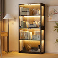 Grepatio Glass Display Cabinet, 4-Tier Display Cases for Collectibles, Curio Cabinet with Smart Color Lights, Display Shelf Bookcase Kids Toy Cabinets for Collectible, Living Room, Playroom (Black)
