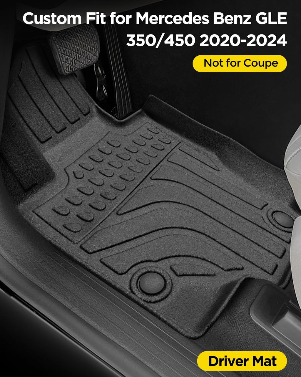 Car Floor Mats for Mercedes Benz GLE 2020-2026: GLE 350/450 2020 2021 2022 2023 2024 2025 2026 (Not Fit for Coupe) TPE, All Weather Heavy Duty Rubber Accessories Full Set Floor Liners & Trunk Mat 4PCS