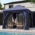 LAUSAINT HOME Patio Gazebo 10'x10', Outdoor Heavy Duty Party Tent Shelter with Double Roofs, Mosquito Nettings and Privacy Screens for Backyard, Garden, Lawn, Navy Blue