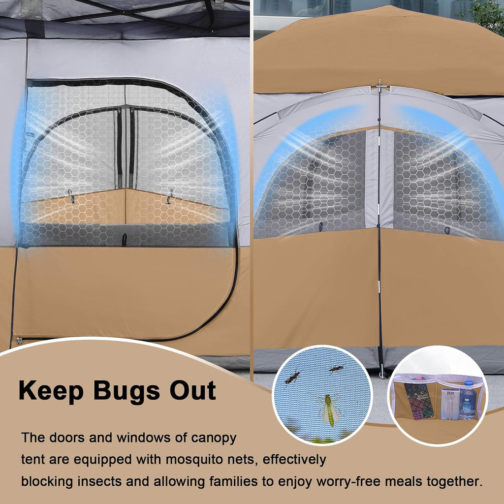 KAMPKEEPER Canopy Side Tent,4-6 Person Camping Cube Tent for 10x10 Pop Up Canopies,Easy Up Gazebo with Window,Compatible with 10' Wide Canopy Tents