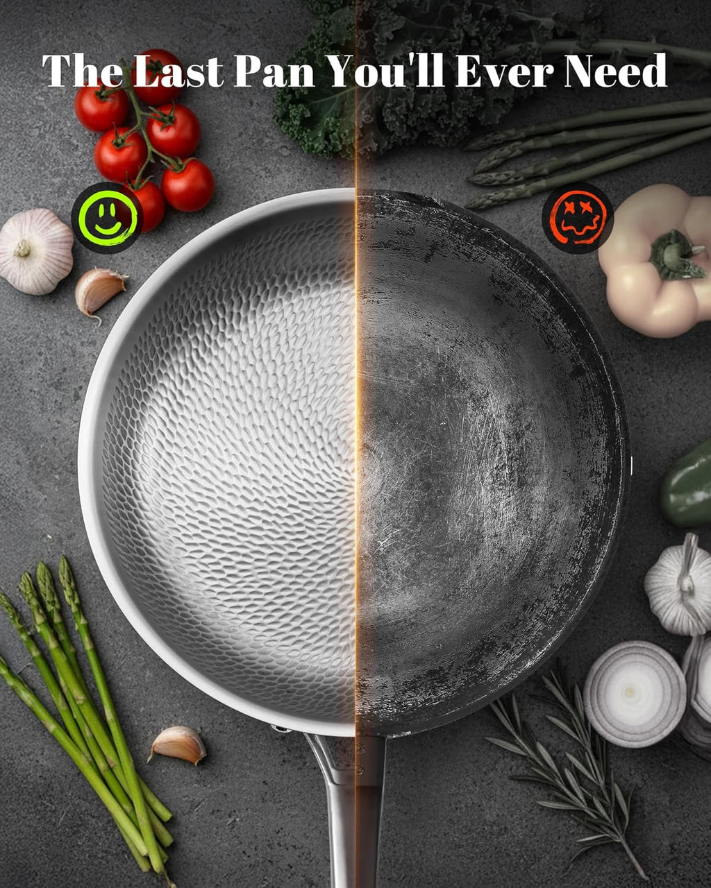 Titanium Pans set, 8 Pcs Pure Non Stick Cookware set for Cooking, Non-Toxic, PFAS/PFOA/PTFE Free Cookware, Dishwasher&Oven Safe, Kitchen Induction Compatible