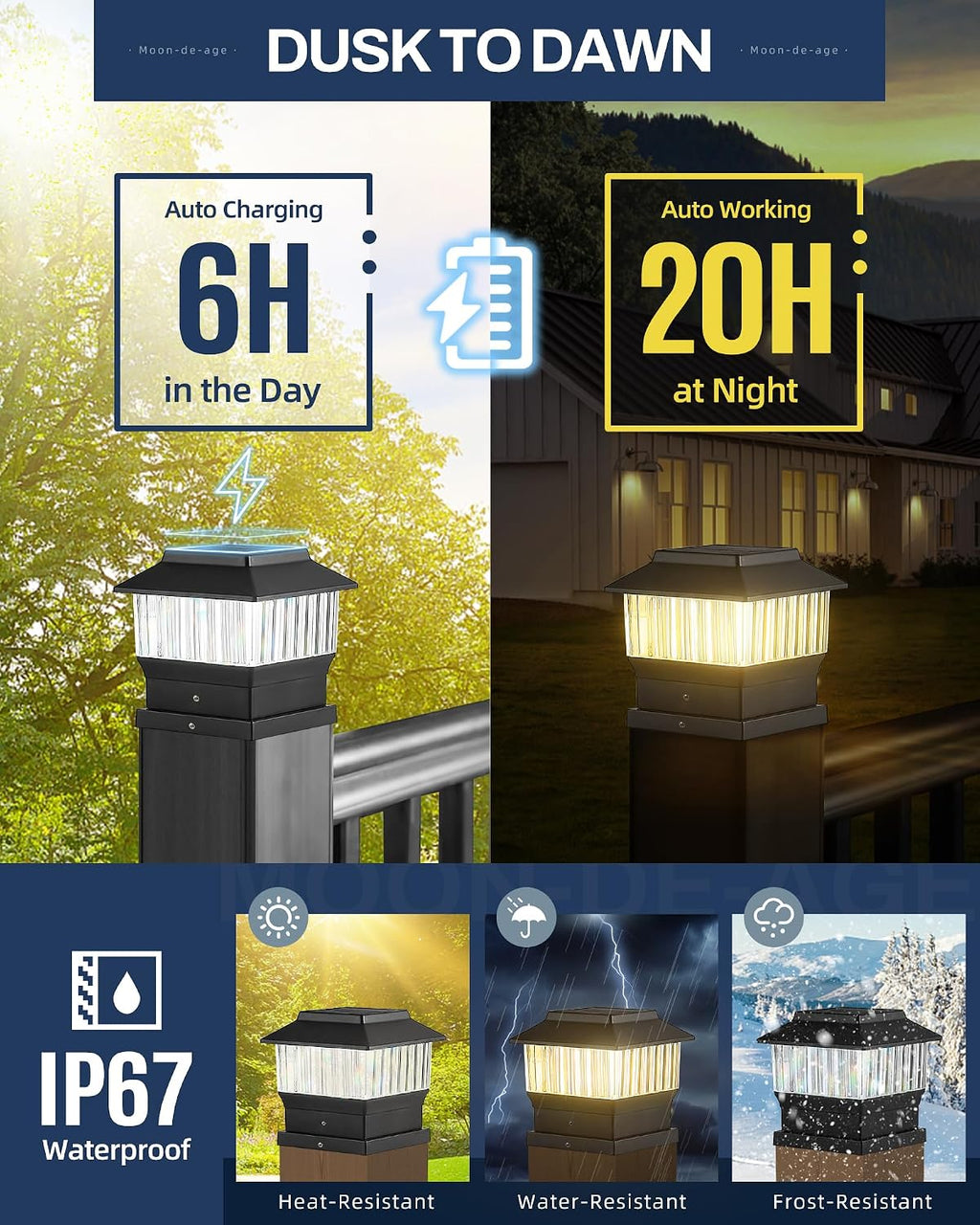 8 Pack Fence Post Solar Lights Outdoor, 3 Modes 4x4 3.5x3.5 4.5x4.5 Or 5.5x5.5 Post Cap Lights - 50 Lumen LED Deck Patio Garden Yard Mailbox Decoration Waterproof, Black
