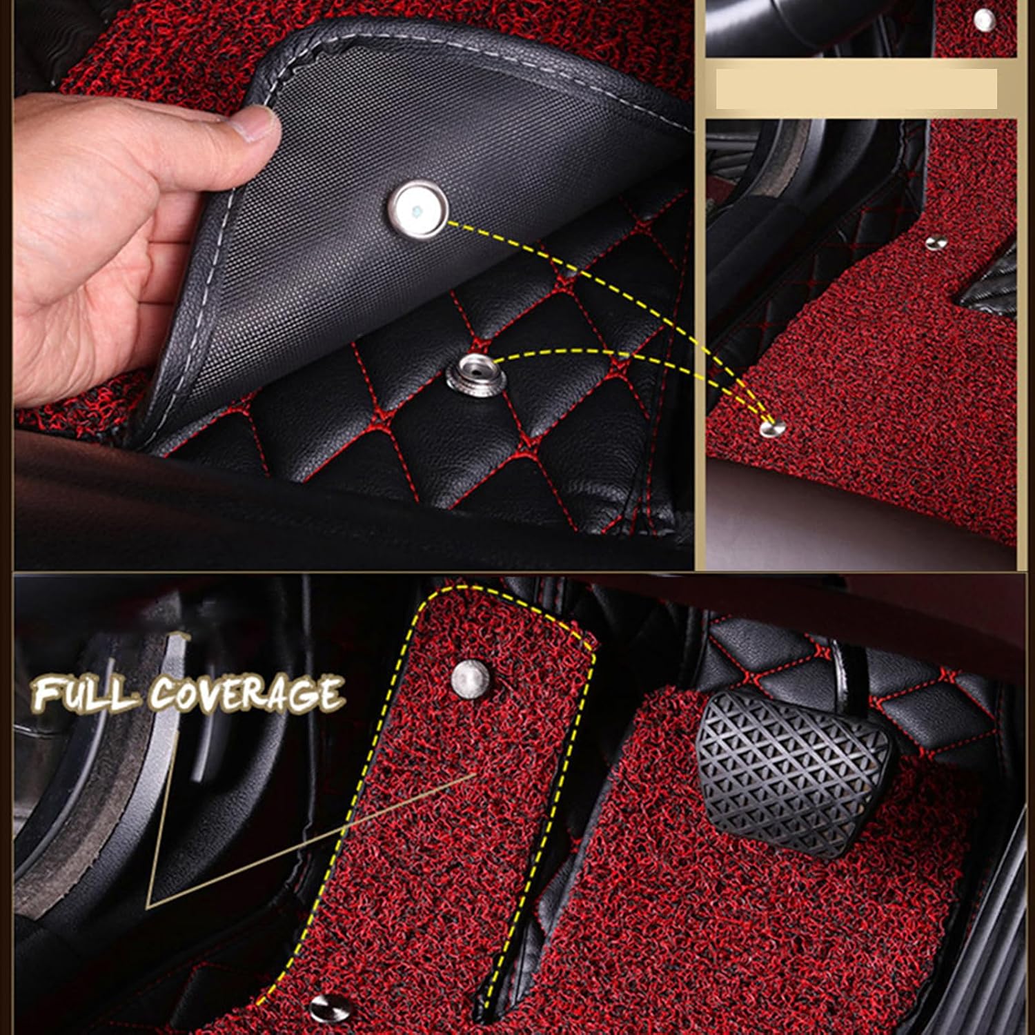 Custom Car Leather Floor Mats for Jeep Avenger SUV 2023, Full Coverage Front Rear Floor Liners Protector Carpet Pads Waterproof Non Slip All Weather Protection Interior Accessories,E/Beige