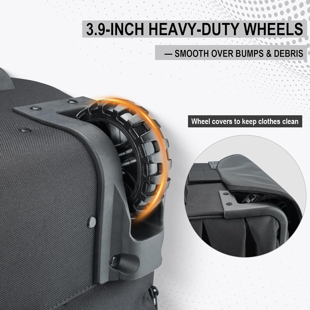 KUNN Rolling Tool Backpack with Wheels, Heavy Duty Waterproof Wheeled Tool Bag, 47 Pockets & Loops Work Backpack for Electrician Construction HVAC, Black