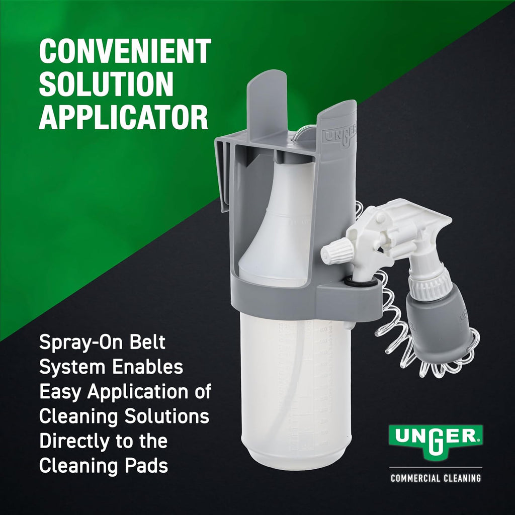 Unger Commercial SpeedClean Window Cleaning Kit, 11-Piece Set, 8-Inch Pad Holder with Microfiber Pads, 6-Foot Reach