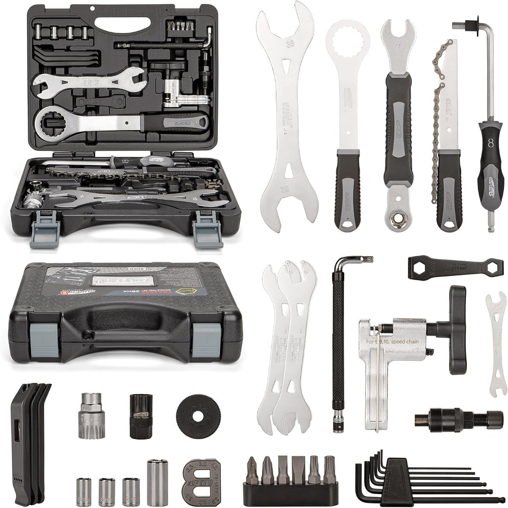 Super B Bicycle Tool Set - Bike Repair Kit with Carry Case - Bike Maintenance Tools for Road Bikes and Mountain Bikes, Repairing Tyres, Brakes, Chains, Pedal, Crank Puller