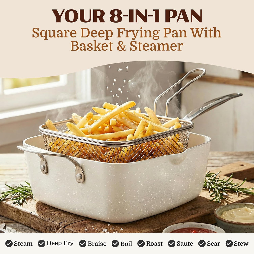Granitestone Ceraluxe 20 Pc Ceramic Cookware Set Nonstick, Complete Pots and Pans Set Non Stick with 5 Pc Bakeware Set, Deep Frying Pan Set, & Steamer, Non Toxic PFOA Free, Oven & Dishwasher Safe
