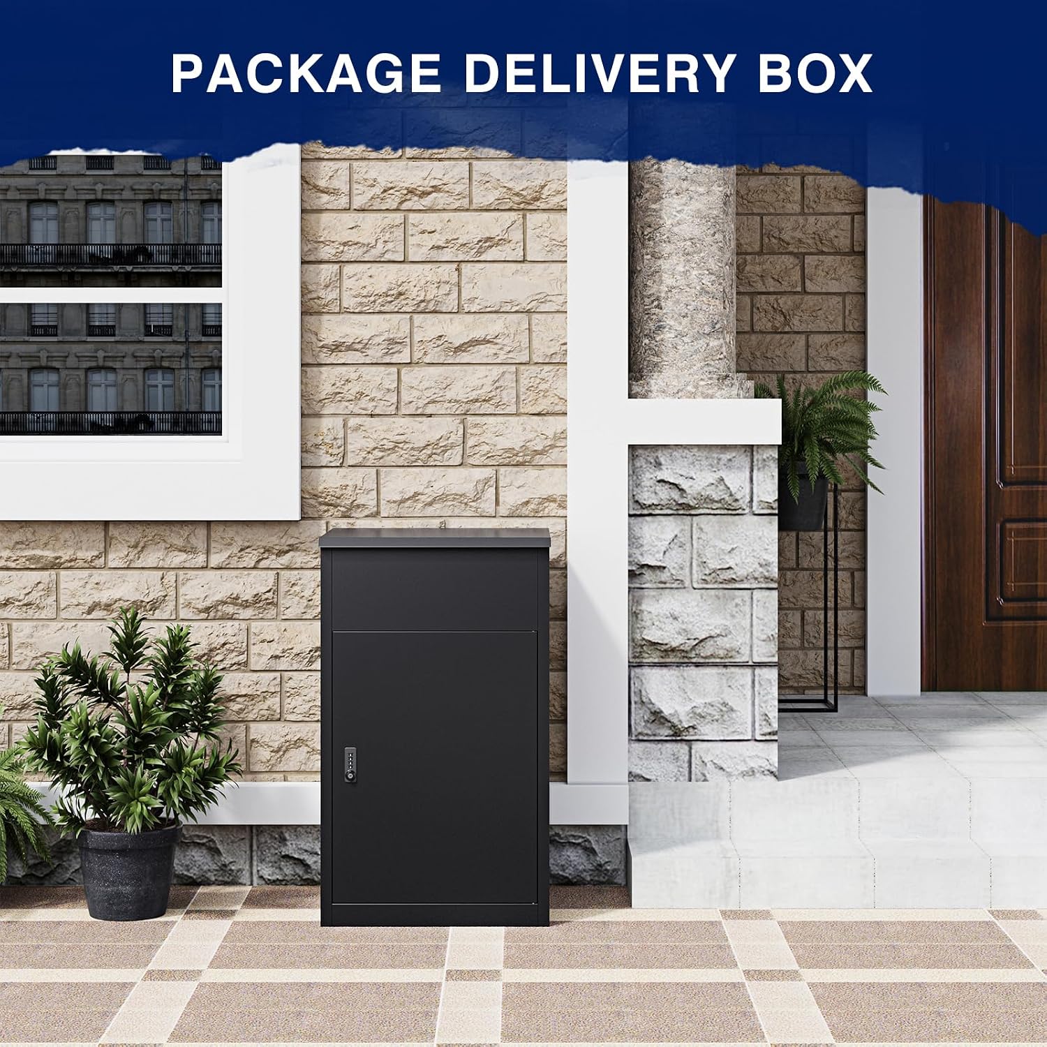 Yizosh Package Delivery Boxes for Outside,Extra Large Mailbox for Parcel with Secure Storage,Anti-Theft Parcel Mailbox with Coded Lock,Steel Package Delivery Box for Outdoor,Curbside,Porch
