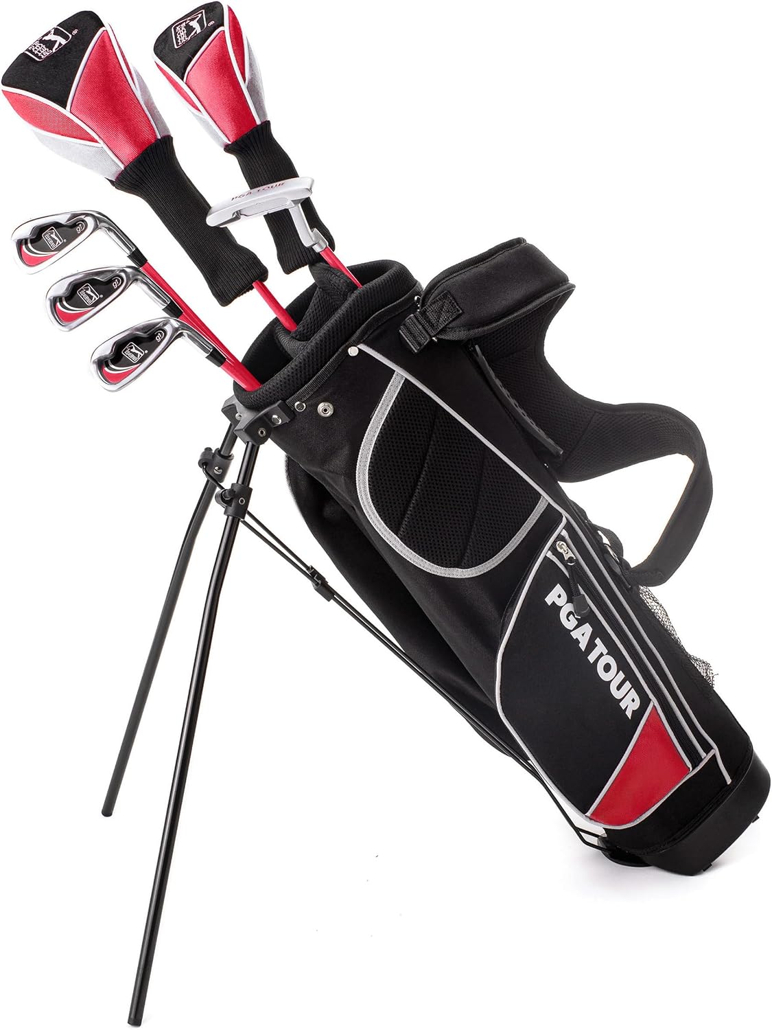 PGA Tour Youth Golf Club Set – Ages 3-5 (3'6'-4'1') and 5-8 (4'1' - 4'8') Right and Left Handed Beginner Junior Golf Clubs with Lightweight Golf Bag, Mallet Putter, Driver by Golfgen