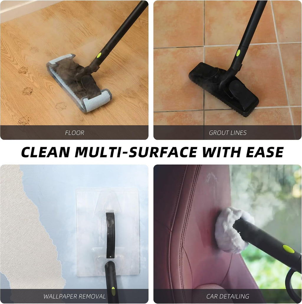 Heavy-Duty Steam Cleaner - 1500W Multipurpose Handheld Floor Steamer with 22 Accessories 16ft Cord for Home, Car Detailing, Tile, Grout, Wallpaper, Upholstery, Window, Deep Cleaning