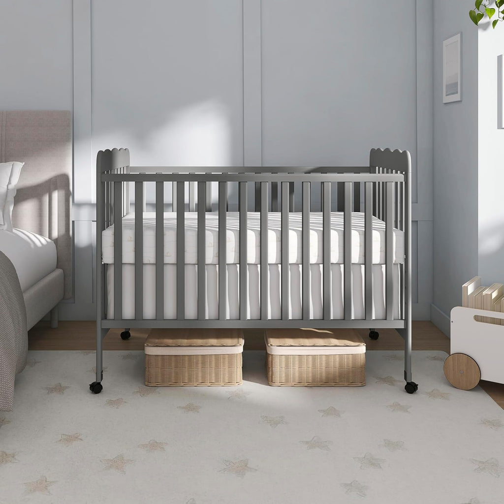 Dream On Me Carson Classic 3-in-1 Convertible Full-Size Baby Crib in Steel Grey, GreenGuard Gold & BSA, 4 Mattress Heights, Converts to Day & Toddler Bed, Locking Wheels, Classic Nursery Design