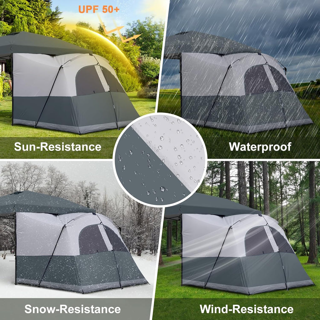 KAMPKEEPER Canopy Side Tent,4-6 Person Camping Cube Tent for 10x10 Pop Up Canopies,Easy Up Gazebo with Window,Compatible with 10' Wide Canopy Tents