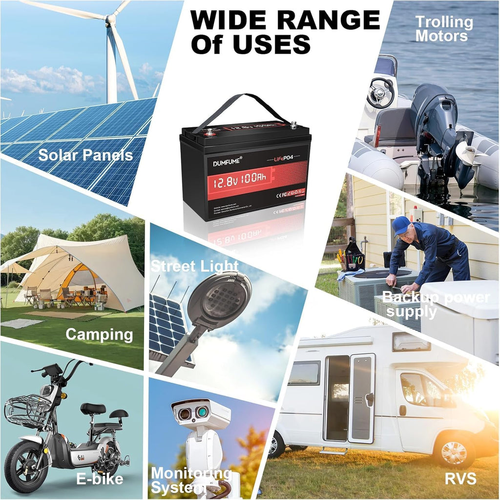 2 Pack 12V 100Ah LiFePO4 Lithium Battery 100A BMS, 6000+ Cycles, 1280Wh Group 31 Rechargeable Battery High Energy Density, Ideal for RVs, and Off-Grid Applications