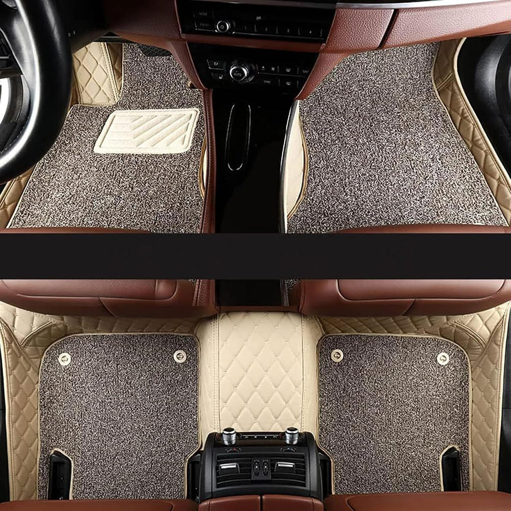 Custom All-Weather Protection Car Floor Mats for Nissan Teana J32 2008-2012, Artificial Leather Front Rear Floor Liners Full Coverage Anti-Slip Carpet Pads Styling Accessories,A/Beige-Gray