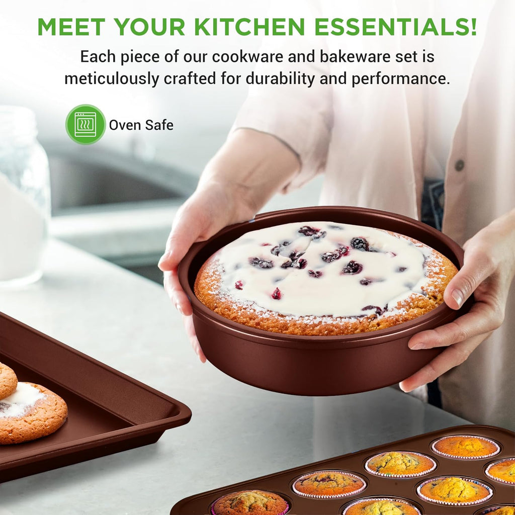 NutriChef Kitchenware Pots & Pans Set – High-qualified Basic Kitchen Cookware Set, Non-Stick (20-Piece Set)