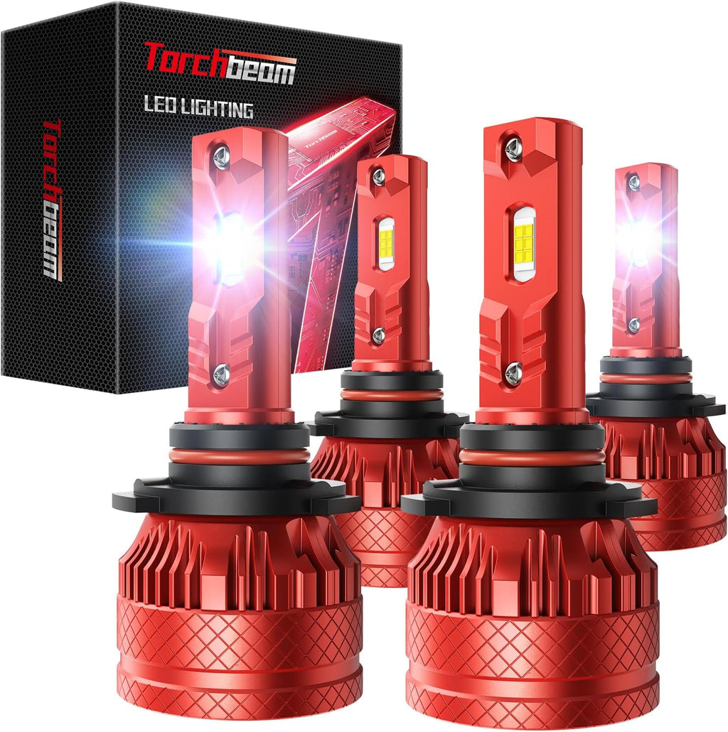 Torchbeam 2026 Fog Light Bulbs for Vehicles, 129000LM 6500K Cool White, All-Weather Design, Compatible Socket Type 9005 9006, Pack of 4