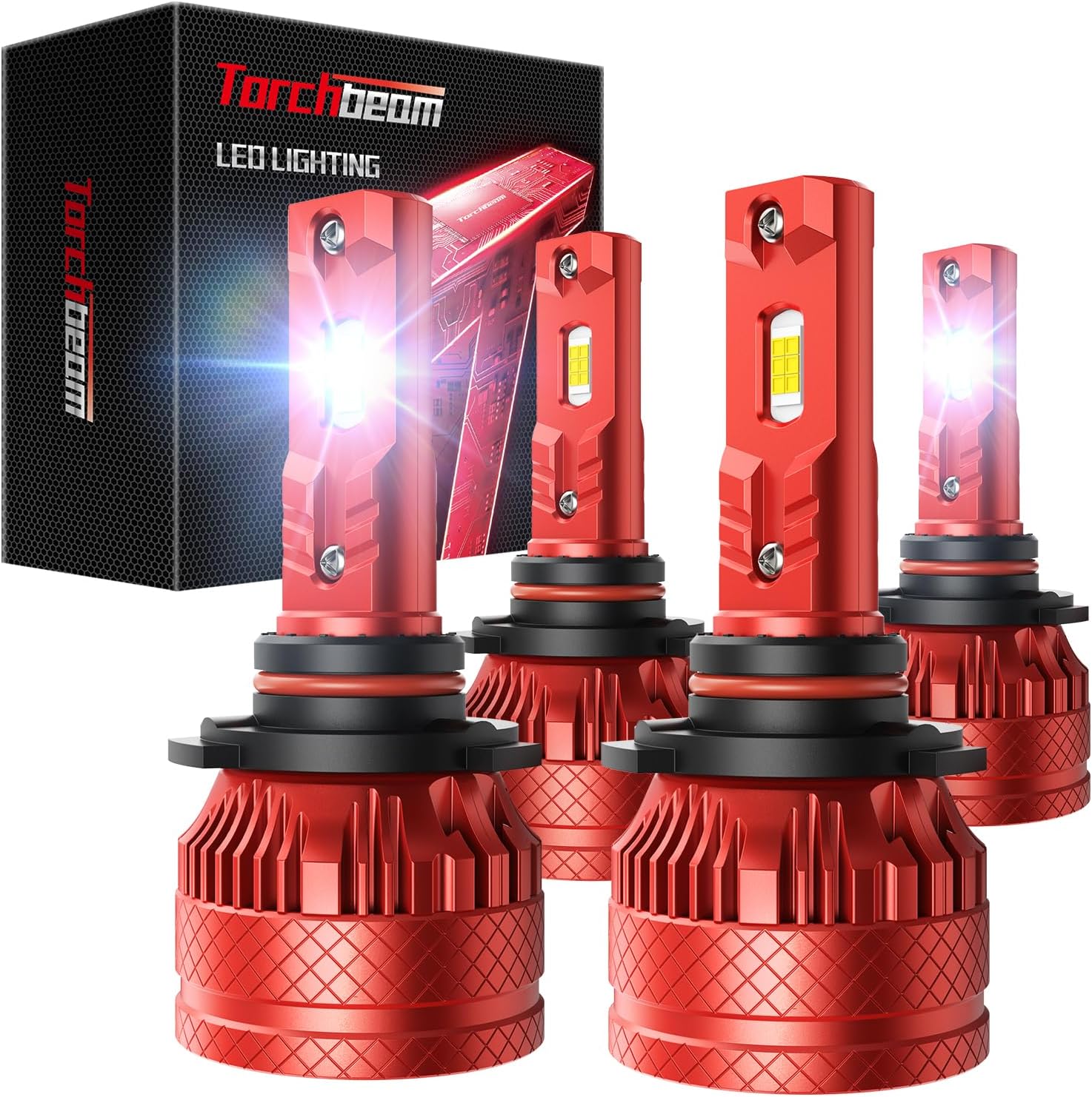 Torchbeam 2026 Fog Light Bulbs for Vehicles, 129000LM 6500K Cool White, All-Weather Design, Compatible Socket Type 9005 9006, Pack of 4