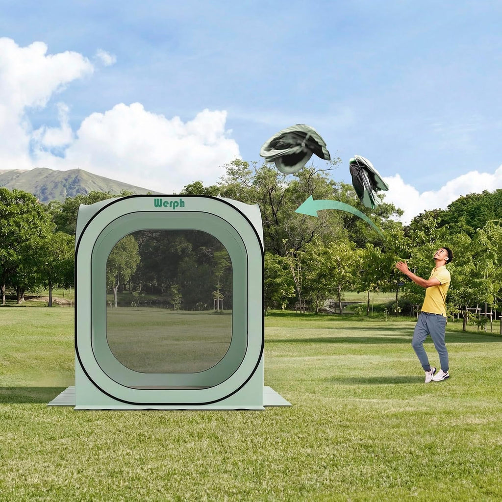 Werph 6x6 Pop Up Screen Tent, Mosquito Net Gazebo, UV Resistant Roof Waterproof Screen Canopy, Quick Setup Outdoor Shelter for Backyard, Patio, Garden, Picnic, Camping and Events, Green