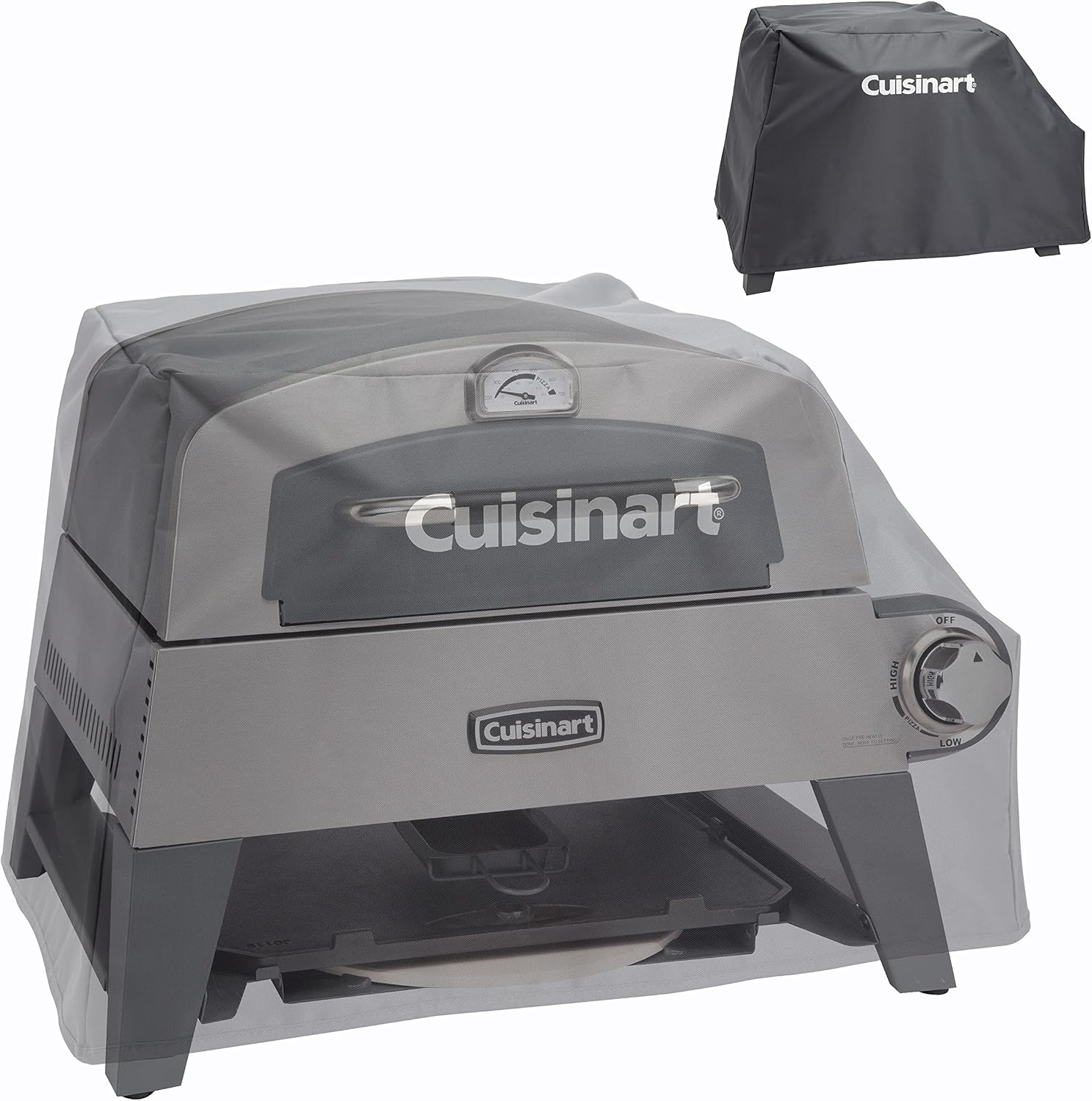 Cuisinart CPT-2110 Fold 'n Go Prep Table & Grill Stand, Portable Outdoor Food Prep Station & CGC-103 3-in-1 Pizza Oven Grill Cover, (Cover fits CGG-403)