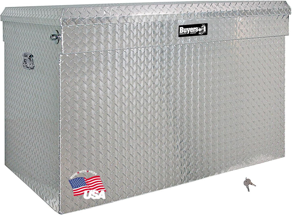 Buyers Products 1712120 Aluminum Diamond Tread All Purpose Chest Tool Box, 30 x 30 x 49 Inch, Made in the USA, Jumbo Toolbox For Work Site Storage & Organization, Durable Contractor Job Box